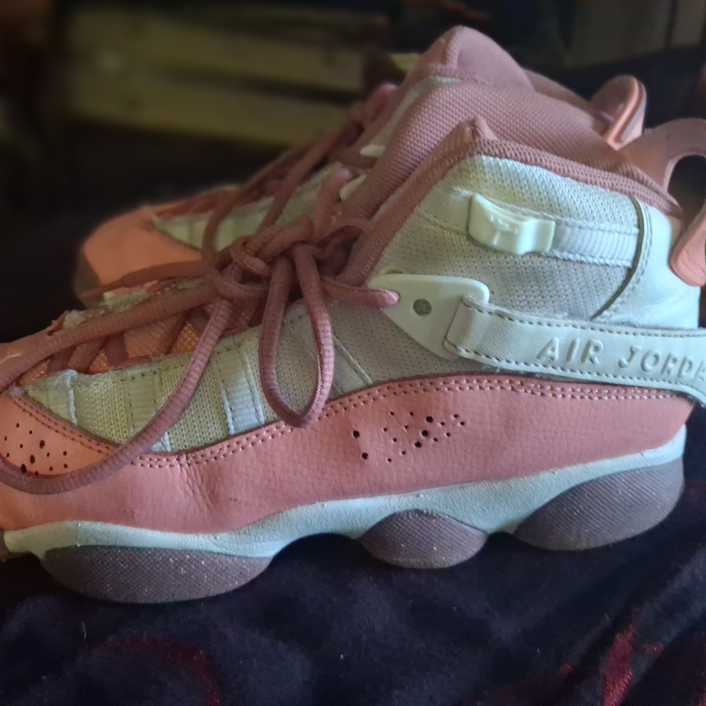 Jordan Kids Pink and White High-Top Sneakers